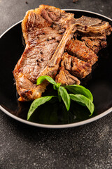 t-bone steak roast cut of meat juicy roast beef tasty snack fresh delicious gourmet food background on the table rustic food top view copy space