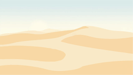 Desert Landscape with Layered Sand Dunes in Warm Tones. Illustration of a Desert Landscape.