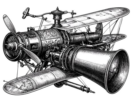 Vintage airplane drawing - Powered by Adobe