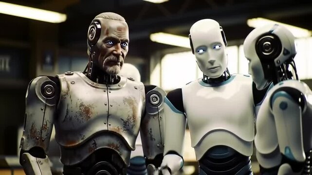 Human and robots in industrial setting