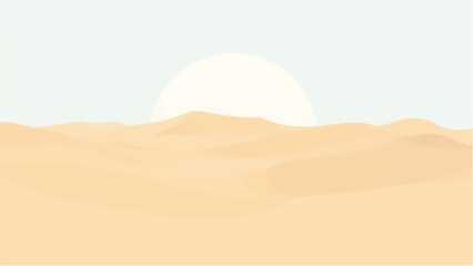 Desert Landscape with Layered Sand Dunes in Warm Tones. Illustration of a Desert Landscape.