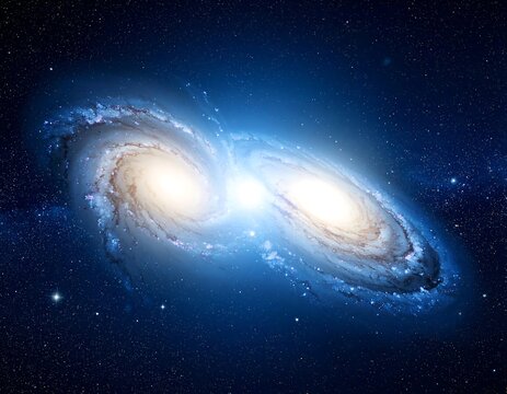 Two spiral galaxies in space