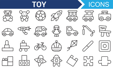Collection of Toy Icons for Children, Featuring Fun and Playful Designs