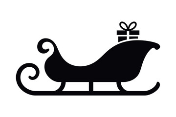 Silhouette vector illustration of a classic sleigh in side view. Perfect for Christmas designs, winter themes, holiday decor, greeting cards, and seasonal graphic projects.