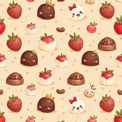 seamless background with strawberries