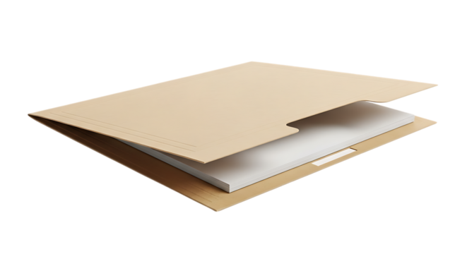 Cardboard envelope isolated on transparent background, an open package for shipping and delivery, revealing a protective foam layer inside for secure transport of items