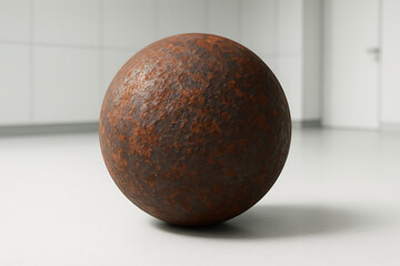 Rusty iron sphere on white background - Esfera de ferro enferrujada em fundo branco