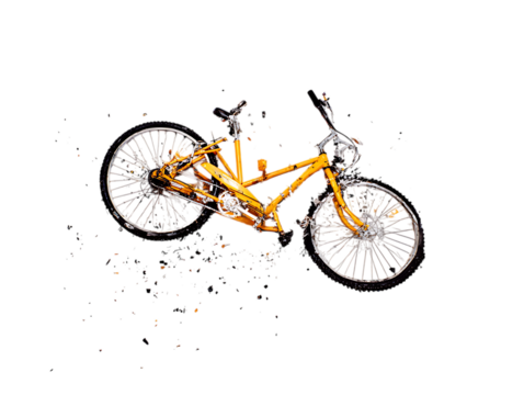 Bicycle crash accident with damaged bike