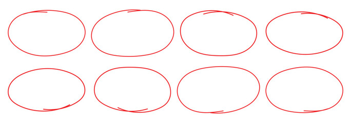 Handdrawn doodle circle highlights. Hand drawn scribble circles. Highlight circles set. Scribble ovals, circle and highlight text. Free pencil round lines. Round brush mark. eps 10