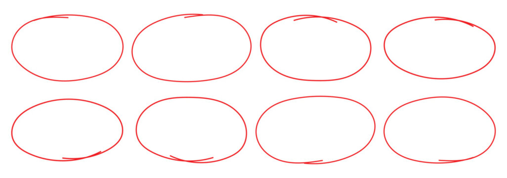 Handdrawn doodle circle highlights. Hand drawn scribble circles. Highlight circles set. Scribble ovals, circle and highlight text. Free pencil round lines. Round brush mark. eps 10