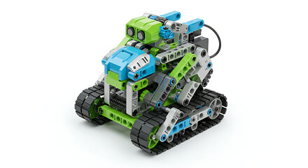 Vibrant Green and Blue STEM Robot Toy on Tracks: Educational Robotics Kit for Kids and Teens, Engineering Learning Fun