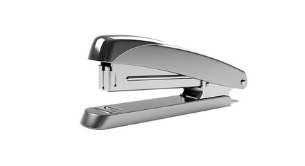 Silver stapler isolated on transparent background, a reliable office tool for securely fastening documents and streamlining paperwork, essential for efficient organization and productivity