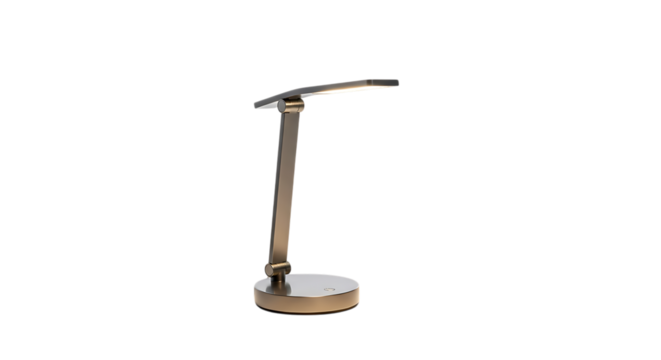 Stylish bronze led table lamp isolated on transparent background, a sleek and adjustable lighting solution for your desk or nightstand, blending modern design with practical functionality - Powered by Adobe