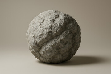 Rough stone sphere with coarse texture on neutral backdrop - Esfera de pedra &aacute;spera com textura rugosa em fundo neutro