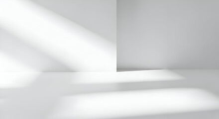 Minimalist White Interior with Dramatic Light and Shadow Composition.