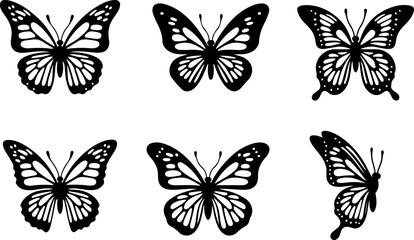 Elegant Butterfly Silhouette Vector Set" vector bundle