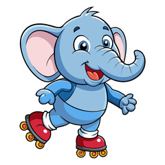 Obraz premium Happy Cartoon Elephant Skater 
