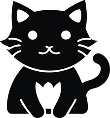 Simple and cute cat outline drawing illustration isolated on white background isolated on transparent background