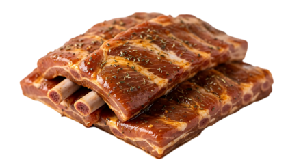 Delicious and tender pork ribs isolated on transparent background, perfect for barbecue, grilling, or slow cooking, a flavorful and satisfying meal for any occasion