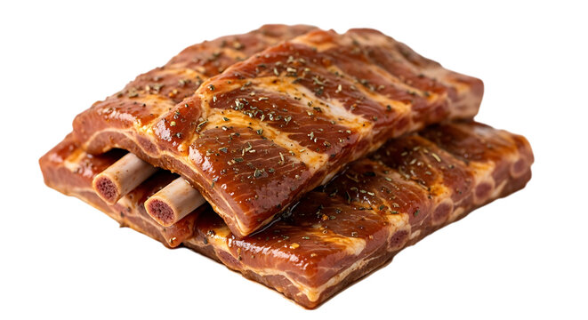 Delicious and tender pork ribs isolated on transparent background, perfect for barbecue, grilling, or slow cooking, a flavorful and satisfying meal for any occasion