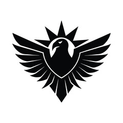 Fototapeta premium silhouette of a falcon face with spread wings