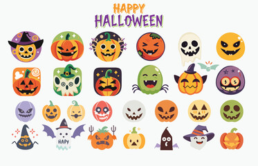 Fototapeta premium Happy Halloween Sticker Design Collection