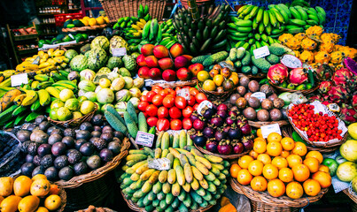 exotic fruits and a lively atmosphere at a vibrant tropical fruit market
