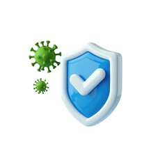 Virus protection checkmark shield symbolizing online security and digital protection safety
