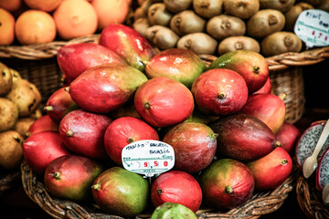 exotic fruits and a lively atmosphere at a vibrant tropical fruit market