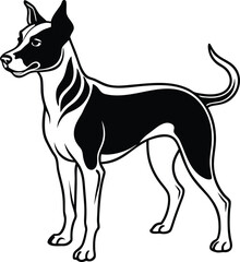 Black dog silhouette standing loyal pet design isolated on white background isolated on transparent background