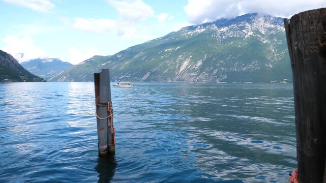 Picturesque scene of Lake Garda from Limone Sul Garda, Italy