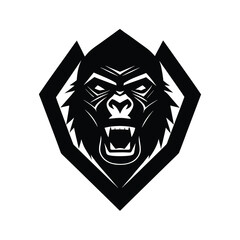 silhouette of a gorilla face with intense expression