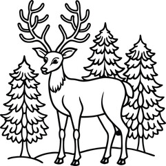Elegant detailed reindeer with antlers woodland creature isolated on white background isolated on transparent background