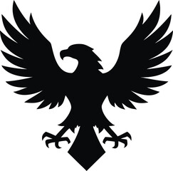 Powerful flying eagle with spread wings silhouette isolated on white background isolated on transparent background