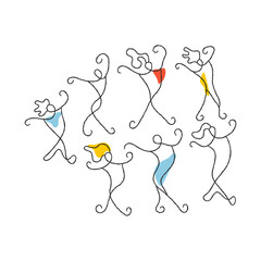 Dancing people minimalist vector illustration