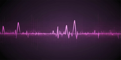 Heartbeat monitor showing abstract green sound waves on a blue background