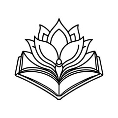 Elegant open book with blooming lotus flower symbolizing knowledge and enlightenment isolated on white background isolated on transparent background