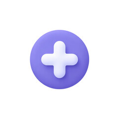 Obraz premium Purple medical cross plus button icon for healthcare apps and digital interface design concept