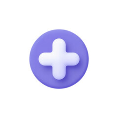 Obraz premium Purple 3d icon with white plus sign symbolizing adding new content and positive growth online