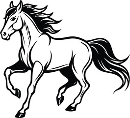 Powerful elegant running wild horse silhouette vector design isolated on white background isolated on transparent background