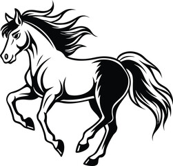 Powerful galloping wild horse silhouette elegant running animal design isolated on white background isolated on transparent background