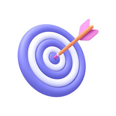 Purple target illustration with an arrow hitting the bullseye on a black background for accuracy