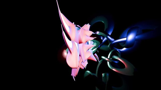 Black background 33 seconds of animated animation squirming angular tentacle 