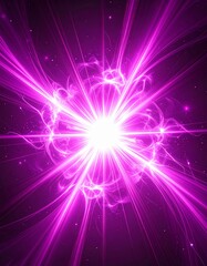 Naklejka premium Abstract Purple Energy Explosion with Glowing Light Rays and Sparkling Particles