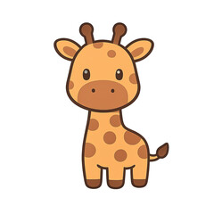 Naive-style cute giraffe drawing, transparent background
