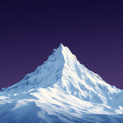 Snow covered mountain peak against deep purple sky summit winter