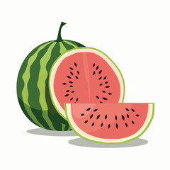 "Juicy Watermelon Slice and Whole Fruit Vector"