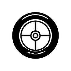 Fototapeta premium Black Tire Icon with White Cross