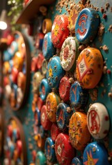 vibrant recycled materials creative crafts display engaging eclectic colorful texture unique artworks, textures, design, handmade, upcycled, visuals