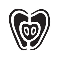 Apple half doodle icon hand drawn in flat style. Vector illustration isolated on white background